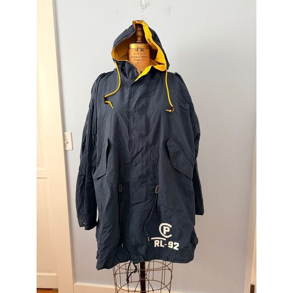 Vintage Ralph Lauren RL-92 Fishtail Hooded Nylon Jacket Mens L Navy Blue - Picture 10 of 16